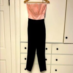 Strapless Pink and Black Jumpsuit